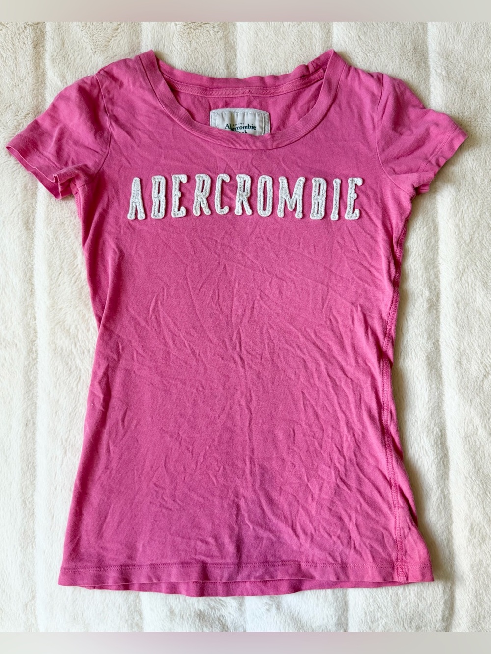 Y2K Vintage Abercrombie & Fitch Pink Spellout Baby Tee Size XS